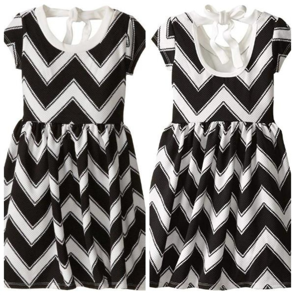 Bonnie Jean Tie Back Chevron Knit Skater Dress 5